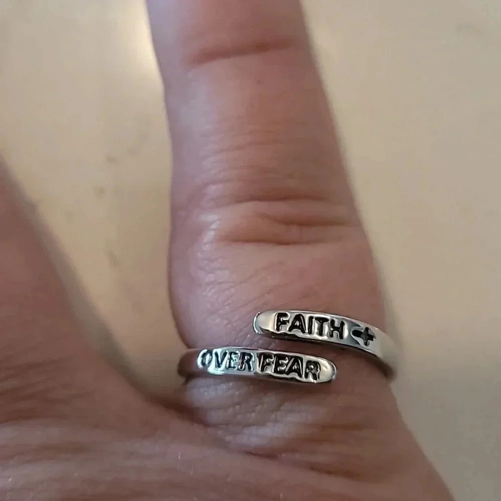 925 sterling silver ring Faith Over Fear